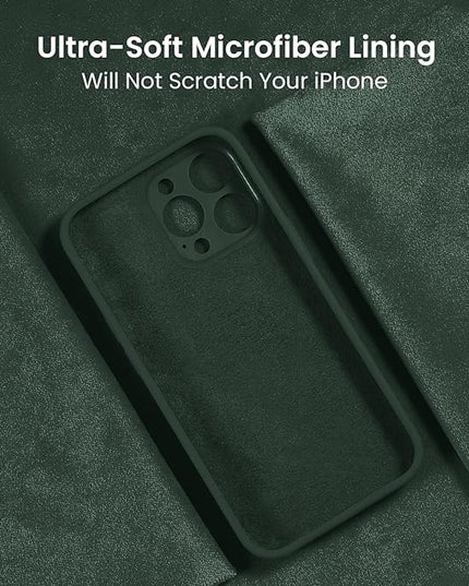FireNova Designed for iPhone 15 Pro Max Case, Silicone Upgraded [Camera Protection] Phone Case with [2 Screen Protectors], Soft Anti-Scratch Microfiber Lining Inside, 6.7 inch, Alpine Green