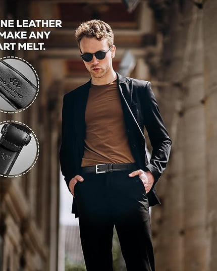 Marino’s Premium Belt Men, Genuine Leather Dress Belt for Men, Casual Mens Belt in Gift Box