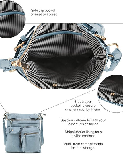 SG SUGU Katie Lightweight Medium Crossbody Bag Shoulder Bag with Multi Pocket for Women