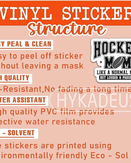 (3PCS) Hockey Mom Like a Normal Mom but Louder and Prouder Sticker– Funny Hockey Mom Gifts, Waterproof Vinyl Decals for Laptop, Car, Tumbler, Phone, Water Bottle, 3" x 2.5"