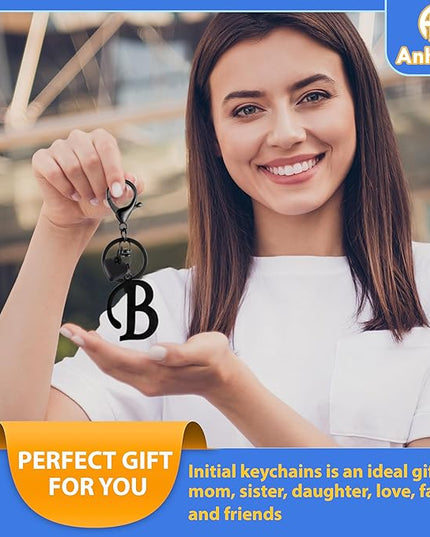 A-Z Heart Initial Letter Keychain, Stainless Steel Alphabet Charm for Handbags, Gift for Women and Girls