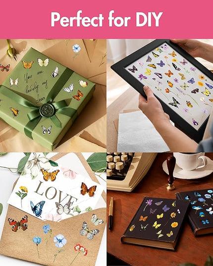1990 PCS PVC Flower & Butterfly Stickers, Self-Adhesive Nature Floral Stickers for Scrapbook, Laptop, Journal, DIY Project, Spring-Themed Party Decors