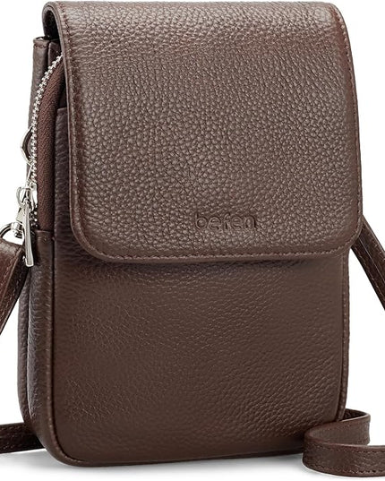 befen Genuine Leather Small Crossbody Bags for Women, Cell Phone Cross body Purse Bag with RFID Blocking Card Slots