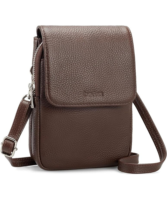 befen Genuine Leather Small Crossbody Bags for Women, Cell Phone Cross body Purse Bag with RFID Blocking Card Slots