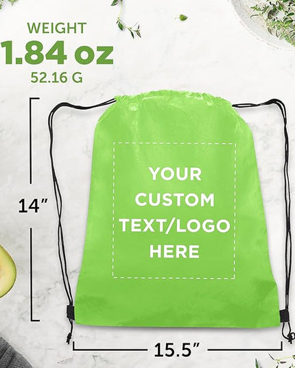 DISCOUNT PROMOS Custom Non-Woven Drawstring Backpacks Set of 10/50/100, Personalized Bulk Pack