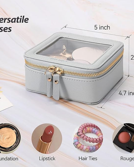 Aveniee Clear Makeup Bag Small, Mini Travel Toiletry Bag Cosmetic Bags Organizer, TSA Approved Clear Makeup Case Pouch with Zipper, Car Essentials for Women Men,Blue