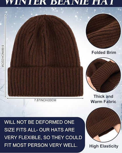 Chicingyou Winter Hats and Gloves Beanies Set Bulk Adults Women Men Unisex Knit Beanie Thermal Gloves for Homeless Gifts