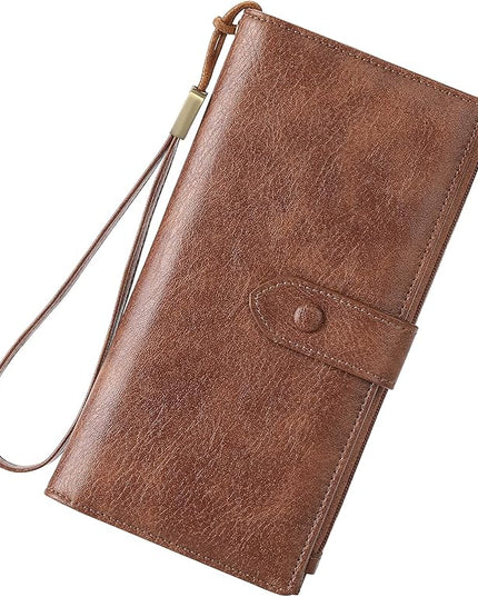 SENDEFN Wallet for Women RFID Blocking Leather Clutch Long Purse Large Capacity Credit Card Holder Wristlet