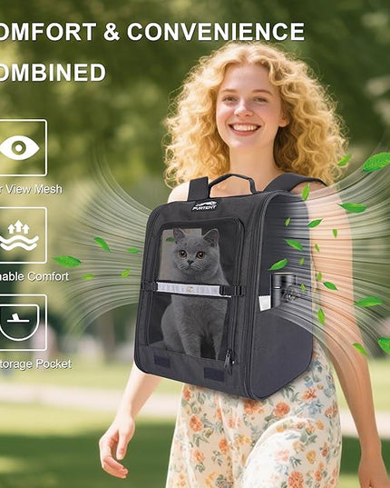 Dog Carrier Backpack for Cats and Puppies,up to 13 lbs,Portable and Breathable Mesh, Storage Pockets, and Built-in Safety,Pet Carrier for Hiking and Outdoor Use,Black