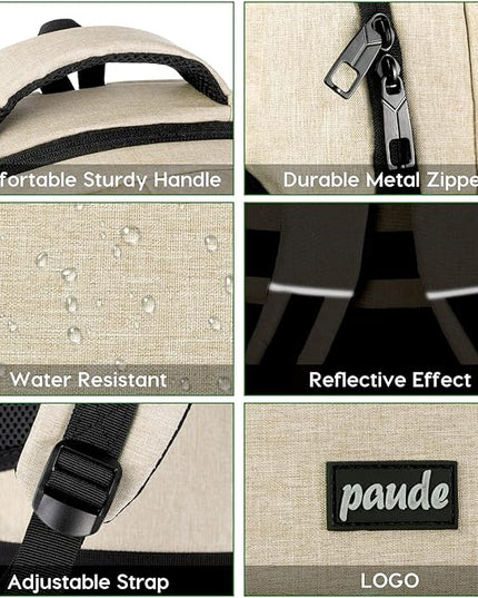 Paude Backpack for School, Laptop, Teens 17.3 Inch College Backpack for University, Business, Work, Travel - Beige