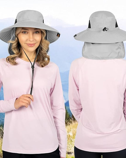 SUN CUBE Wide Brim Sun Hat Men Women, Fishing Hats Sun UV Protection, Mens Hiking Bucket Hat Safari Beach Boonie, UPF 50+