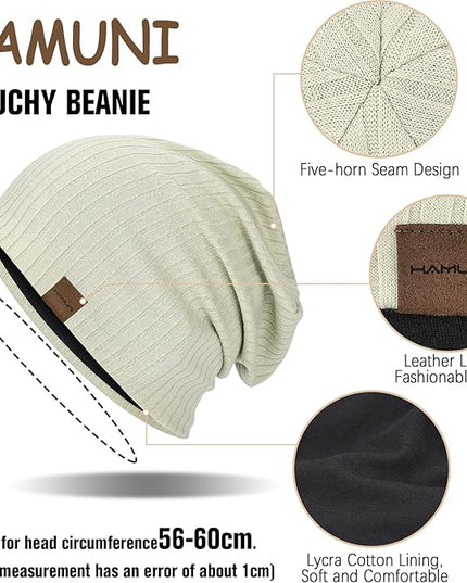Slouchy Beanie for Men Women Soft Lightweight Running Beanie Hat Chemo Cap Skull Cap