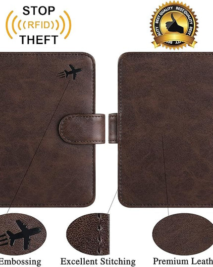 Passport Holder Cover Wallet RFID Blocking Leather Card Case Travel Accessories for Women Men (Z #Chocolate)