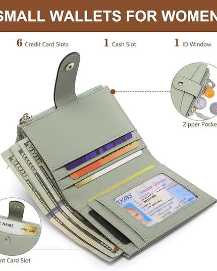 yiijay Small Wallet for Women RFID Blocking Tassle Bifold Slim Thin Leather Wallet Credit Card Holder Wallet Ladies Mini Wallet with Zipper Pocket