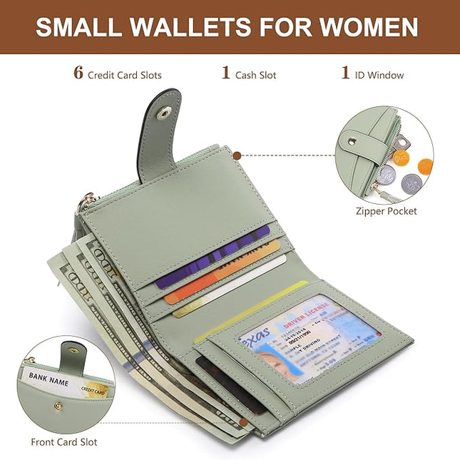 yiijay Small Wallet for Women RFID Blocking Tassle Bifold Slim Thin Leather Wallet Credit Card Holder Wallet Ladies Mini Wallet with Zipper Pocket