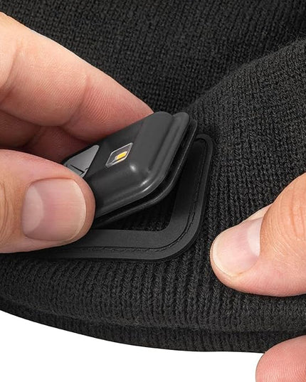 POWERCAP LED Hat Light 150 Lumens Rechargeable Fleece Beanie with Bright Built-in Headlamp Waterproof LED Warm One Size Cap
