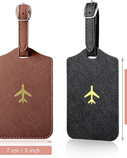 Weewooday 2 Pieces Passport Covers and 2 Pieces Luggage Tags, Passport Holder Travel Suitcase Tag (Brown, Black)