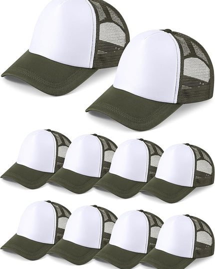 10 Pcs Sublimation Blank Trucker Hats Bulk Mesh Baseball Cap Polyester Mesh Trucker Hat for Men and Women