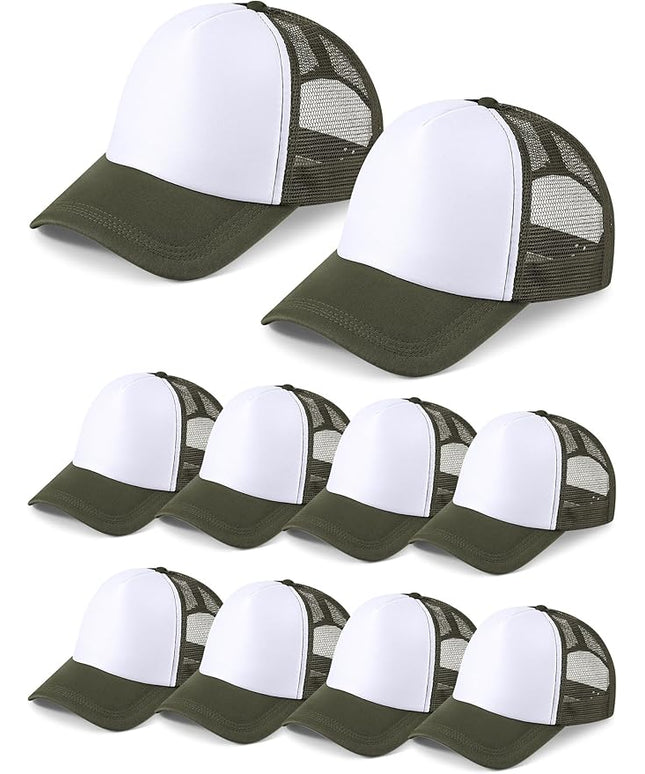 10 Pcs Sublimation Blank Trucker Hats Bulk Mesh Baseball Cap Polyester Mesh Trucker Hat for Men and Women