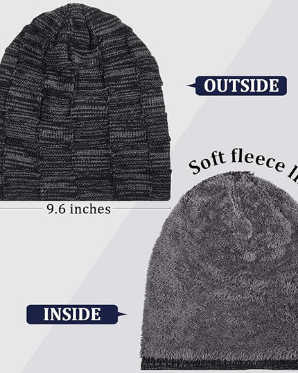Geyoga 2/3/4 Pack Winter Beanie Hats for Men Warm Slouchy Beanies Hats Fleece Lined Thick Knitted Ski Skull Warm Cap