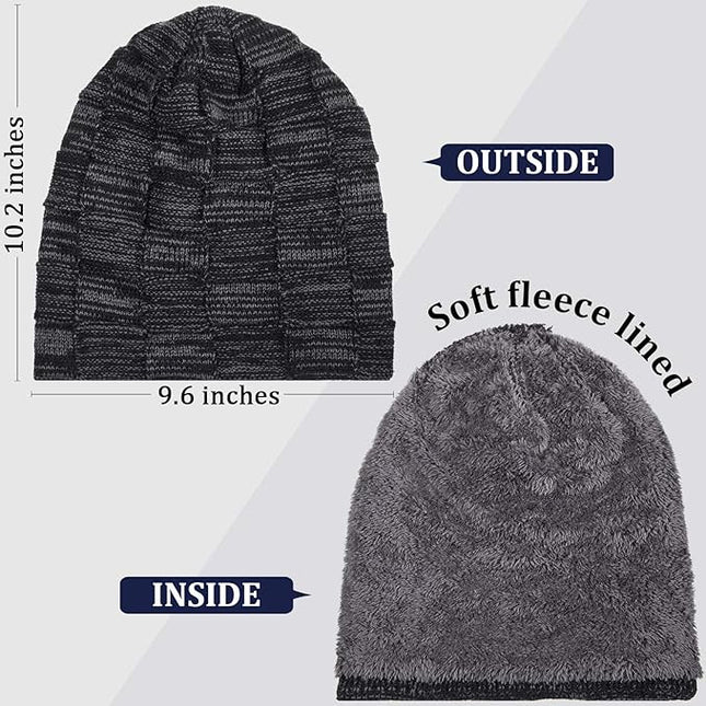 Geyoga 2/3/4 Pack Winter Beanie Hats for Men Warm Slouchy Beanies Hats Fleece Lined Thick Knitted Ski Skull Warm Cap