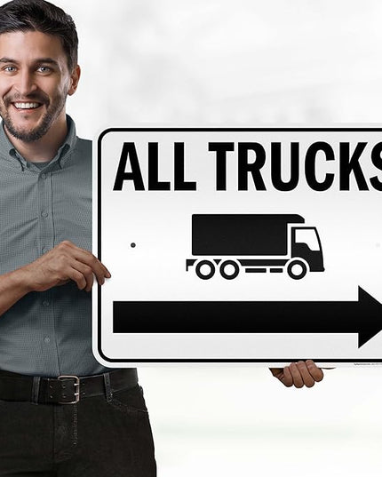 All trucks With Right Arrow Sign, 18x24 Inches, 3M EGP Reflective .080 Aluminum, Fade Resistant, Made in USA by My Sign Center