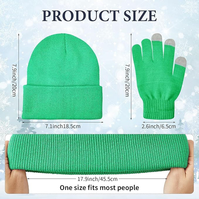 48 Pcs Bulk Winter Knit Beanies Gloves Men Women Warm Beanie Touchscreen Gloves Set Cozy Winter Accessories