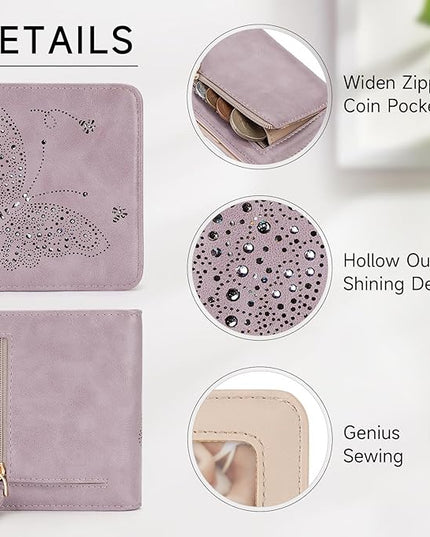 KITEVIUN Small RFID Wallet Women Ultra Thin Slim Womens Wallet Mini Compact Bifold Pocket Ladies Wallets for Women Purple
