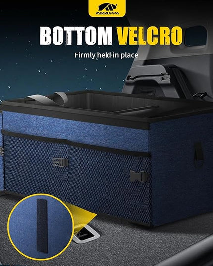 MIKKUPPA Car Trunk Organizer - 65L Collapsible Trunk Organizer with Lid, Sturdy Car Storage for SUV Auto Truck Van with Adjustable Straps and Non Slip Bottom (Blue)