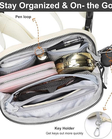 Mini Belt Bag for Women, RFID Small Fanny Pack, Womens Fashion Waist Packs with Extender Strap, Crossbody Bum Bags