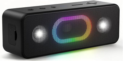 Bluetooth Speaker & Valentines Day Gifts for Him: Portable Wireless, IPX6 Waterproof, 16W HD Sound, 24H Playtime, TWS Pairing, LED Lights, for Home/Outdoors/Beach, Birthday Gifts for Men/Women, Black