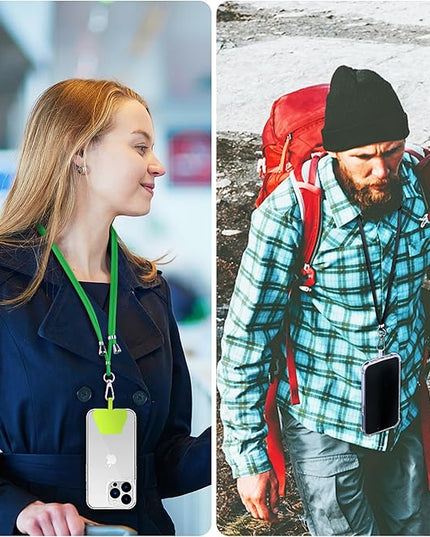 CACOE Phone Lanyard 2 Pcs-2 Pcs Adjustable Neck Strap, 4 Pcs Patches, Universal Crossbody Multifuctional Cell Phone Lanyards Compatible with Most Smartphones(Black+Dark Green)