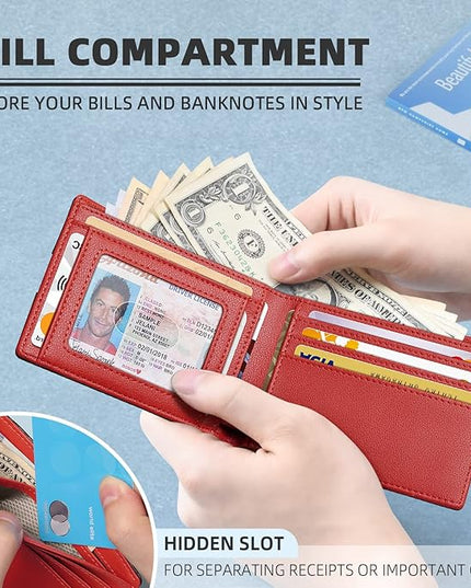Zitahli Mens-Wallet-Slim-Leather-RFID Blocking Wallet for Men Minimalist Bifold Credit Card Holder with Gift Box