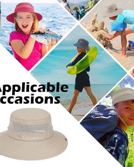 Century Star Outdoor Kids Sun Hat UPF 50+ Quick Dry Adjustable Bucket Hat Windproof Waterproof Beach Fishing Safari Hat