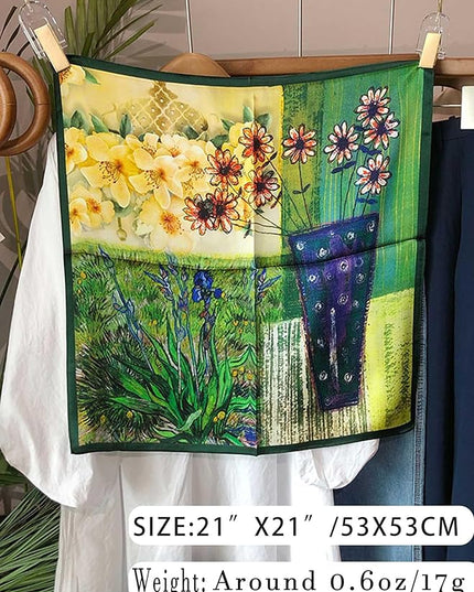 100% Mulberry Silk Scarf for Women Hair Lightweight Square Neckerchief Wrap For Head Scarves 21"