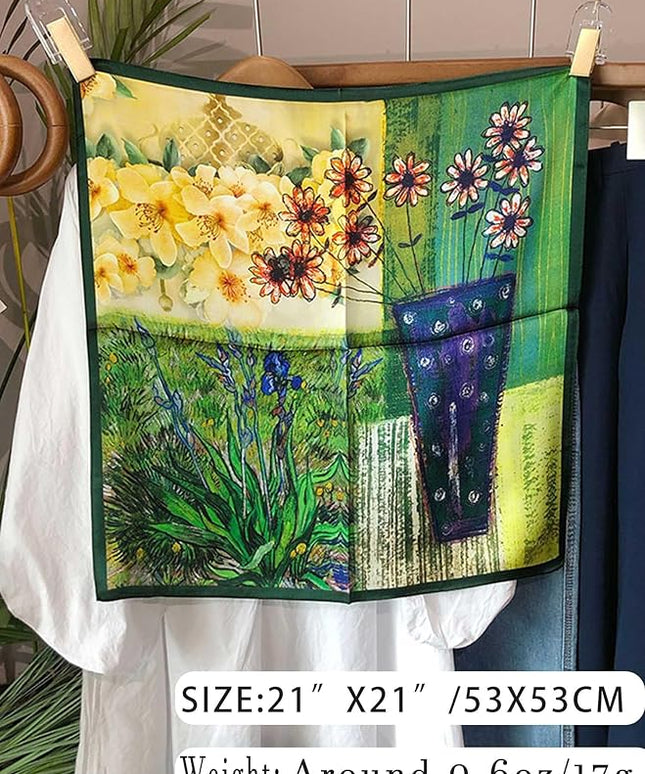 100% Mulberry Silk Scarf for Women Hair Lightweight Square Neckerchief Wrap For Head Scarves 21"