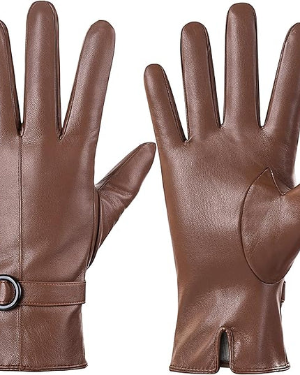 Dsane Womens Winter Leather Gloves Touchscreen Texting Warm Driving Lambskin Gloves for Christmas Gifts
