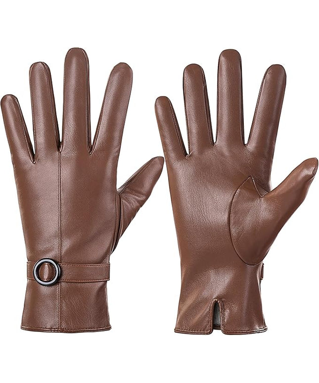 Dsane Womens Winter Leather Gloves Touchscreen Texting Warm Driving Lambskin Gloves for Christmas Gifts