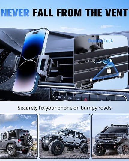 3 in 1 Car Phone Holder, Dashboard & Windshield & Vent Universal Car Mount Phone Holder for Your Car, Cell Phone Holder Truck for iPhone 17 16 15 Pro Max 25 Samsung, Matte Black