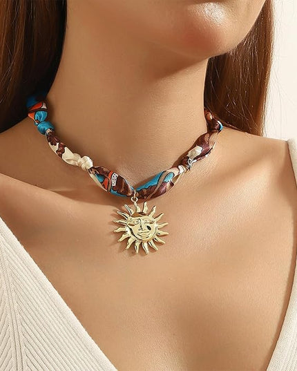 HETICA Scarf Necklace for Women Silk Western Charm Necklaces Fashion Accessory Jewelry Gift