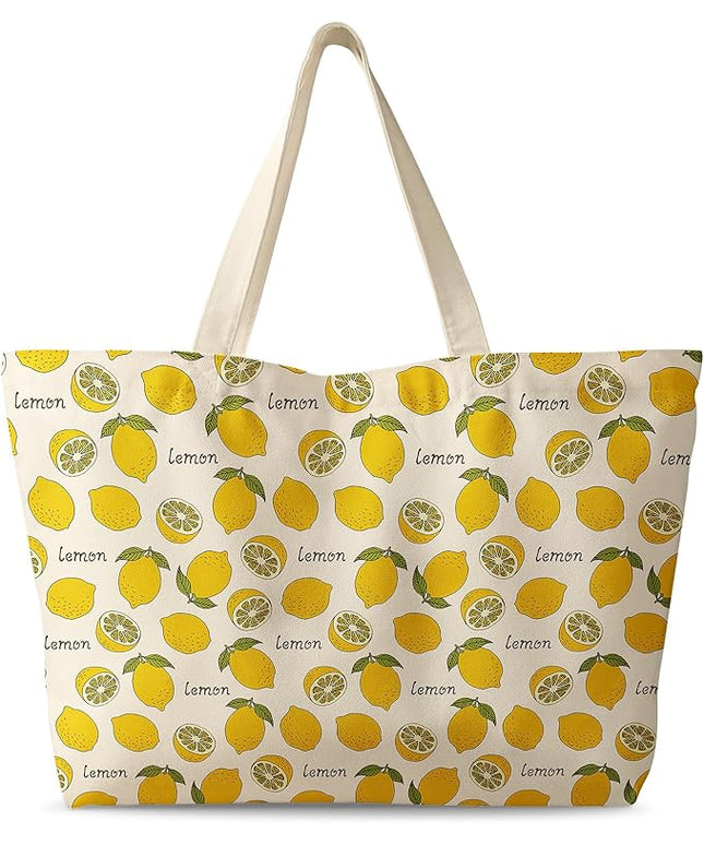 Large Tote Bag for Women - Canvas Tote Bag with Zipper Aesthetic Reusable Shoulder Bag for Gym, Travel, Work