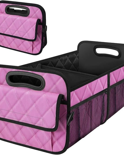 Deosk Car Trunk Organizer for SUV, Car Organizers and Storage with 6 Pocket, Car Accessories for Women/Men 50L Waterproof Polyester Trunk Organizer(Medium,Pink)