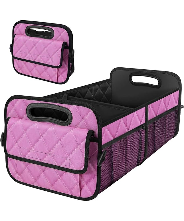 Deosk Car Trunk Organizer for SUV, Car Organizers and Storage with 6 Pocket, Car Accessories for Women/Men 50L Waterproof Polyester Trunk Organizer(Medium,Pink)