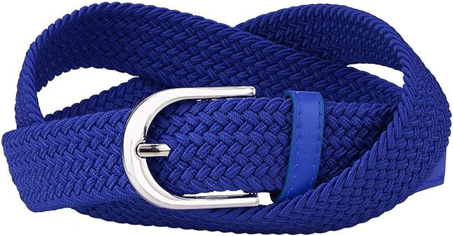 Falari Men Women Multicolored Elastic Stretch Braided Belt Canvas Fabric Woven No Holes Belt