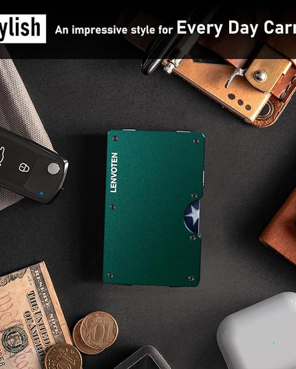 Lenvoten Extra Durable Hinged Minimalist Wallet for Men | Slim Metal RFID Blocking Wallet | Credit Card Holder & Money Clip Holds 20 Cards | Premium Scratch-Resistant Finish | Ideal Gift for Men