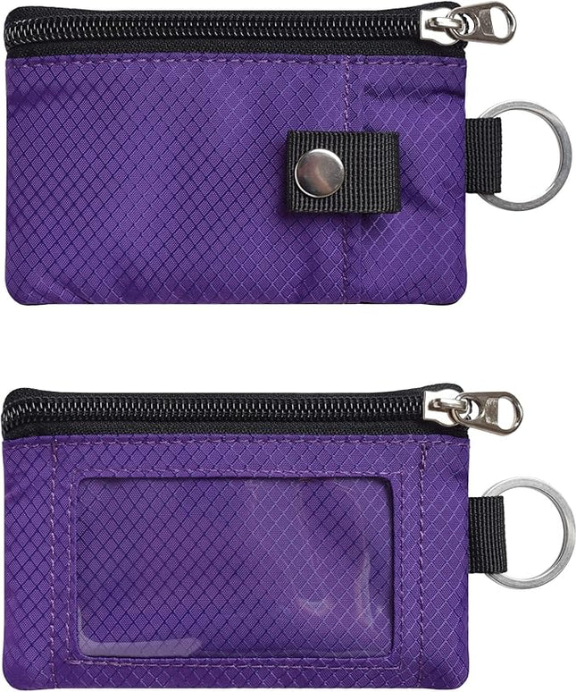Minimalist RFID Blocking Small Wallet with ID Window,WaterResistant Zip Id Case Wallet with Lanyard Keychain for Cards,Cash,Travel,Women,Men