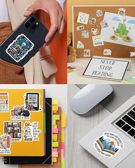 MiStar 110 PCS Book Stickers for Kindle, Bookish Reading Literary Quote Lover for Water Bottles Phone Case Laptops Gifts Decal Decor for Teens Women Adults Bookworm Readers