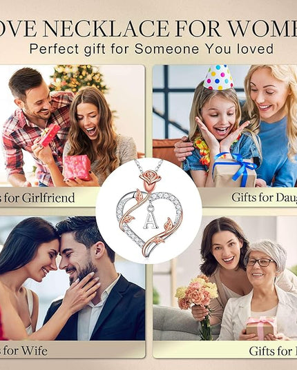 Iefil Christmas Gifts for Women Wife - 925 Sterling Silver Heart Initial Necklace, Anniversary Birthday Gifts for Women, Jewelry Gift for Wife Girlfriend Mom