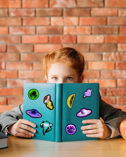 Neon Planets Water Bottle Stickers for Kids, 70 PCS Vinyl Space Waterproof Decals for Laptop Phone Case, Solar System Decor for Adults Kids Girls Boys
