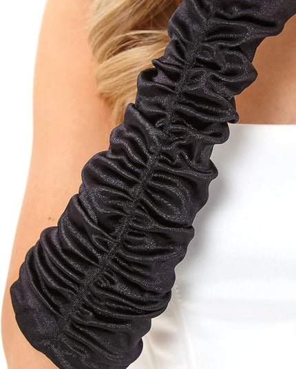 LATTEMARMALATTE Long Satin Shirred Opera Gloves 1920s Elbow Length Accessory for Women’s Weddings, Halloween & Masquerade